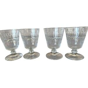 Set Of 4 Bryce Prince Consort Cut Stem Juice Glasses 3 7/8" Tall EUC